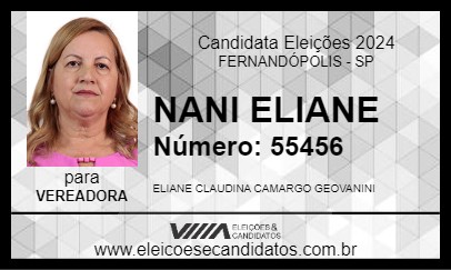 Candidato NANI ELIANE 2024 - FERNANDÓPOLIS - Eleições