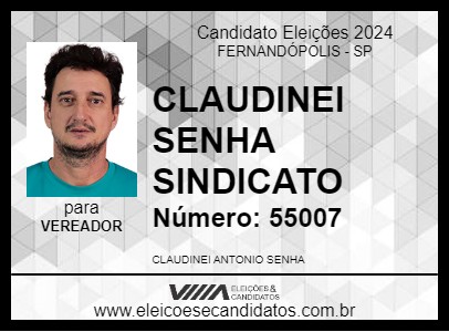 Candidato CLAUDINEI SENHA SINDICATO 2024 - FERNANDÓPOLIS - Eleições