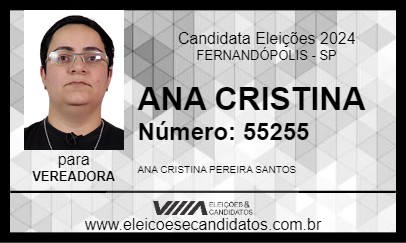 Candidato ANA CRISTINA 2024 - FERNANDÓPOLIS - Eleições