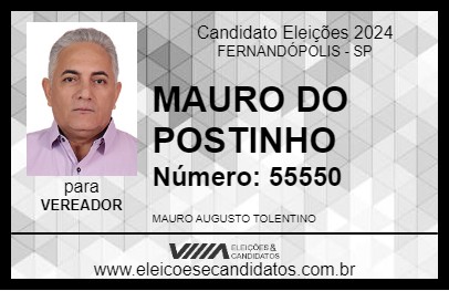 Candidato MAURO DO POSTINHO 2024 - FERNANDÓPOLIS - Eleições