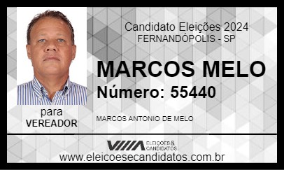 Candidato MARCOS MELO 2024 - FERNANDÓPOLIS - Eleições