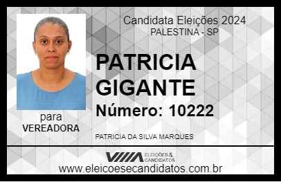 Candidato PATRICIA GIGANTE 2024 - PALESTINA - Eleições