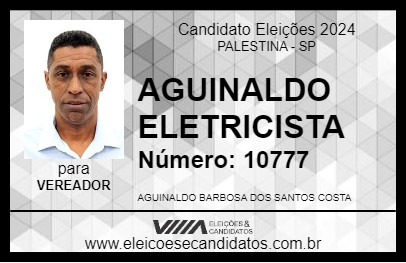 Candidato AGUINALDO ELETRICISTA 2024 - PALESTINA - Eleições