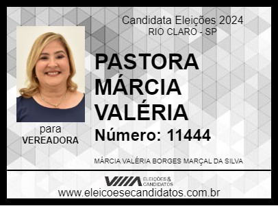 Candidato PASTORA MÁRCIA VALÉRIA 2024 - RIO CLARO - Eleições