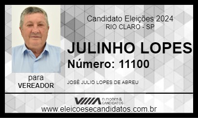 Candidato JULINHO LOPES 2024 - RIO CLARO - Eleições