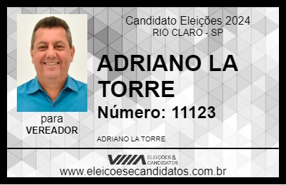 Candidato ADRIANO LA TORRE 2024 - RIO CLARO - Eleições