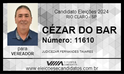 Candidato CÉZAR DO BAR 2024 - RIO CLARO - Eleições