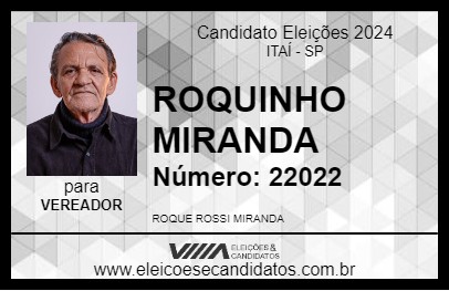 Candidato ROQUINHO MIRANDA 2024 - ITAÍ - Eleições