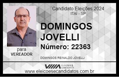 Candidato DOMINGOS JOVELLI 2024 - ITAÍ - Eleições