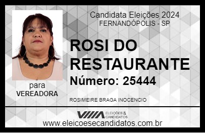 Candidato ROSI DO RESTAURANTE 2024 - FERNANDÓPOLIS - Eleições