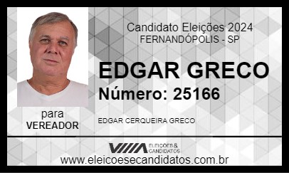 Candidato EDGAR GRECO 2024 - FERNANDÓPOLIS - Eleições