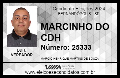 Candidato MARCINHO DO CDH 2024 - FERNANDÓPOLIS - Eleições