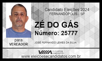 Candidato ZÉ DO GÁS 2024 - FERNANDÓPOLIS - Eleições