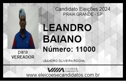 Candidato LEANDRO BAIANO 2024 - PRAIA GRANDE - Eleições