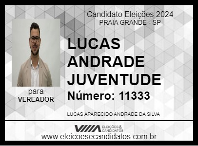 Candidato LUCAS ANDRADE JUVENTUDE 2024 - PRAIA GRANDE - Eleições