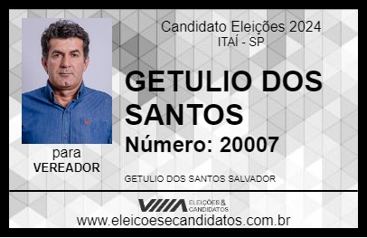 Candidato GETULIO DOS SANTOS 2024 - ITAÍ - Eleições