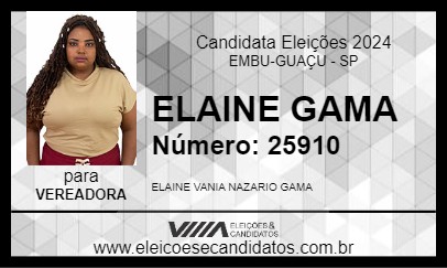 Candidato ELAINE GAMA 2024 - EMBU-GUAÇU - Eleições