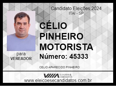 Candidato CÉLIO PINHEIRO MOTORISTA 2024 - ITAÍ - Eleições