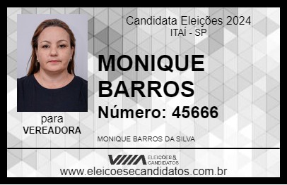 Candidato MONIQUE BARROS 2024 - ITAÍ - Eleições