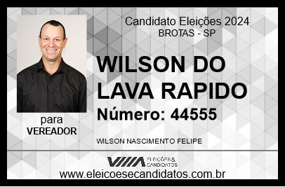 Candidato WILSON DO LAVA RAPIDO 2024 - BROTAS - Eleições