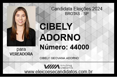 Candidato CIBELY ADORNO 2024 - BROTAS - Eleições