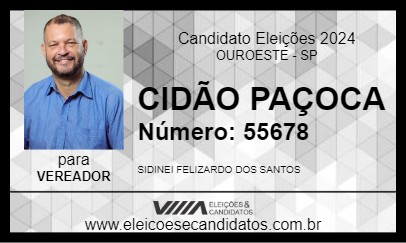 Candidato CIDÃO PAÇOCA 2024 - OUROESTE - Eleições