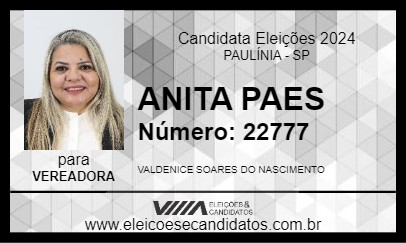 Candidato ANITA PAES 2024 - PAULÍNIA - Eleições