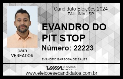 Candidato EVANDRO DO PIT STOP 2024 - PAULÍNIA - Eleições