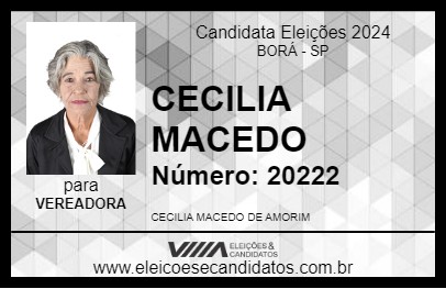 Candidato CECILIA MACEDO 2024 - BORÁ - Eleições