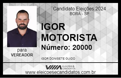 Candidato IGOR MOTORISTA 2024 - BORÁ - Eleições