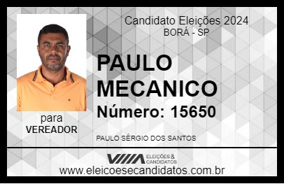 Candidato PAULO MECANICO 2024 - BORÁ - Eleições