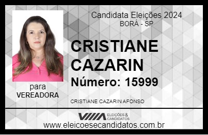 Candidato CRISTIANE CAZARIN 2024 - BORÁ - Eleições