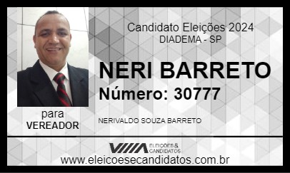 Candidato NERI BARRETO 2024 - DIADEMA - Eleições