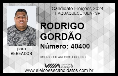 Candidato RODRIGO GORDÃO 2024 - ITAQUAQUECETUBA - Eleições