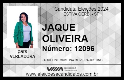 Candidato JAQUE OLIVEIRA 2024 - ESTIVA GERBI - Eleições