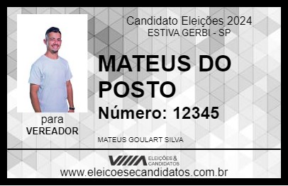 Candidato MATEUS DO POSTO 2024 - ESTIVA GERBI - Eleições