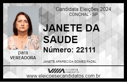 Candidato JANETE DA SAUDE 2024 - CONCHAL - Eleições