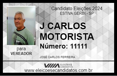 Candidato J CARLOS MOTORISTA 2024 - ESTIVA GERBI - Eleições