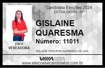 Candidato GISLAINE QUARESMA 2024 - ESTIVA GERBI - Eleições