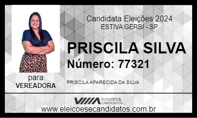 Candidato PRISCILA SILVA 2024 - ESTIVA GERBI - Eleições