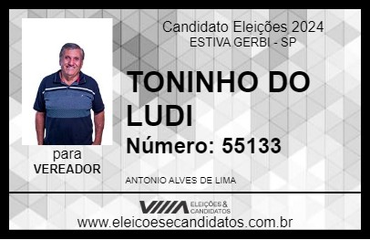 Candidato TONINHO DO LUDI 2024 - ESTIVA GERBI - Eleições