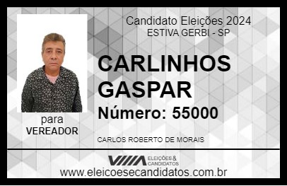 Candidato CARLINHOS GASPAR 2024 - ESTIVA GERBI - Eleições