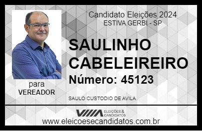 Candidato SAULINHO CABELEIREIRO 2024 - ESTIVA GERBI - Eleições