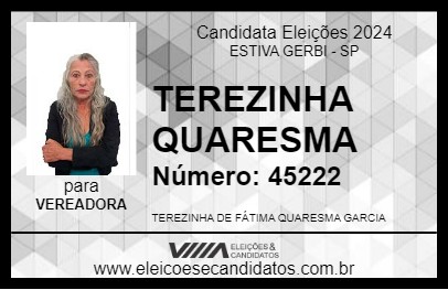 Candidato TEREZINHA QUARESMA 2024 - ESTIVA GERBI - Eleições