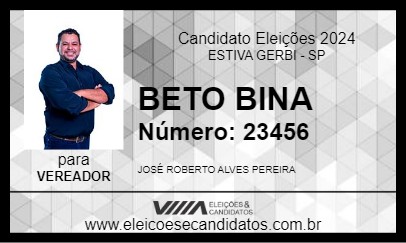 Candidato BETO BINA 2024 - ESTIVA GERBI - Eleições