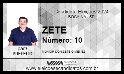 Candidato ZETE 2024 - BOCAINA - Eleições