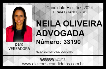 Candidato NEILA OLIVEIRA ADVOGADA 2024 - PRAIA GRANDE - Eleições