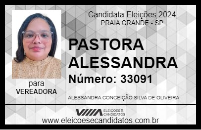 Candidato PASTORA ALESSANDRA 2024 - PRAIA GRANDE - Eleições