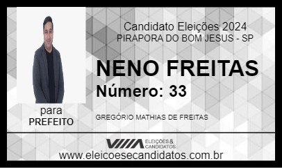 Candidato NENO FREITAS 2024 - PIRAPORA DO BOM JESUS - Eleições