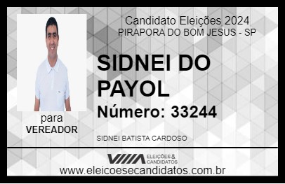 Candidato SIDNEI DO PAYOL 2024 - PIRAPORA DO BOM JESUS - Eleições